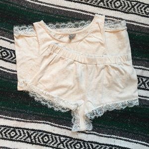 ASOS Pajama Set Tank Top and Shorts Lace Detail